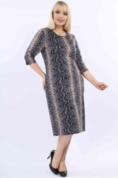 Pilka gyvatės odos rašto suknelė