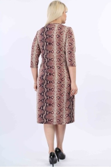 Ruda gyvatės odos rašto suknelė