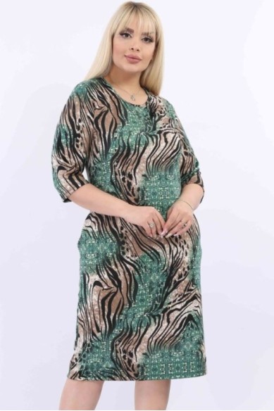 Žalia raštuota suknelė