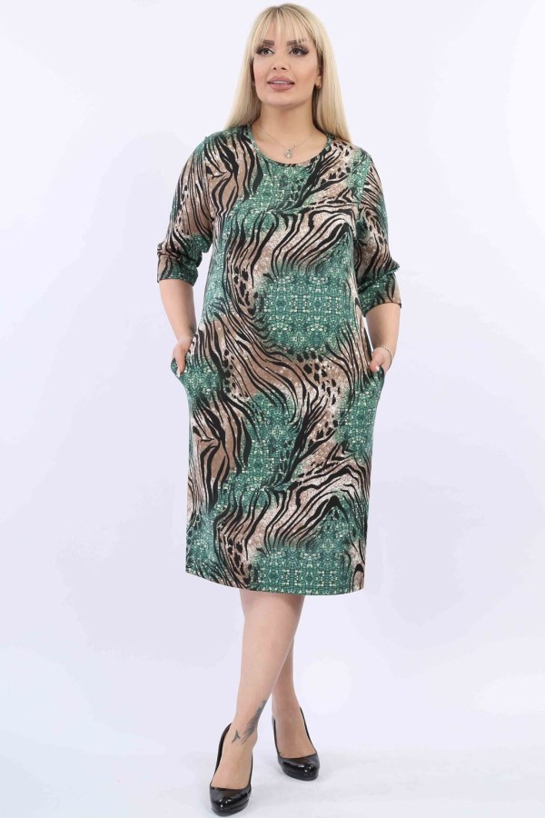 Žalia raštuota suknelė