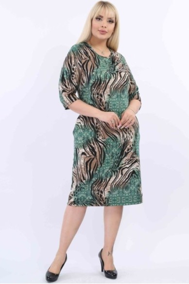 Žalia raštuota suknelė