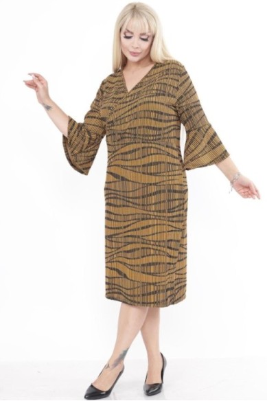 Raštuota geltona suknelė