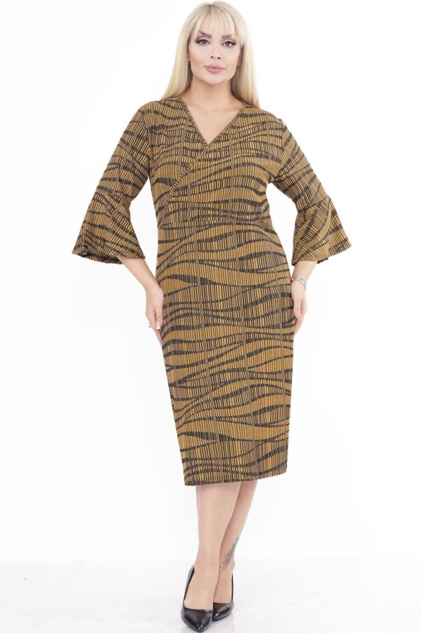 Raštuota geltona suknelė